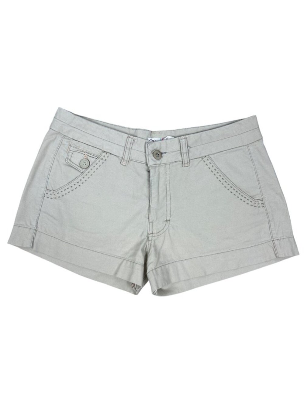 O.P. Y2K Low Rise Khaki Shorts Women's Juniors 17 Beige Cotton Coastal Casual